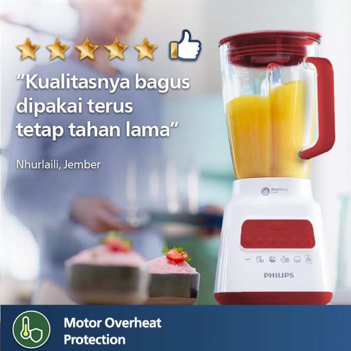 Philips Blender - HR2221/40 - Merah